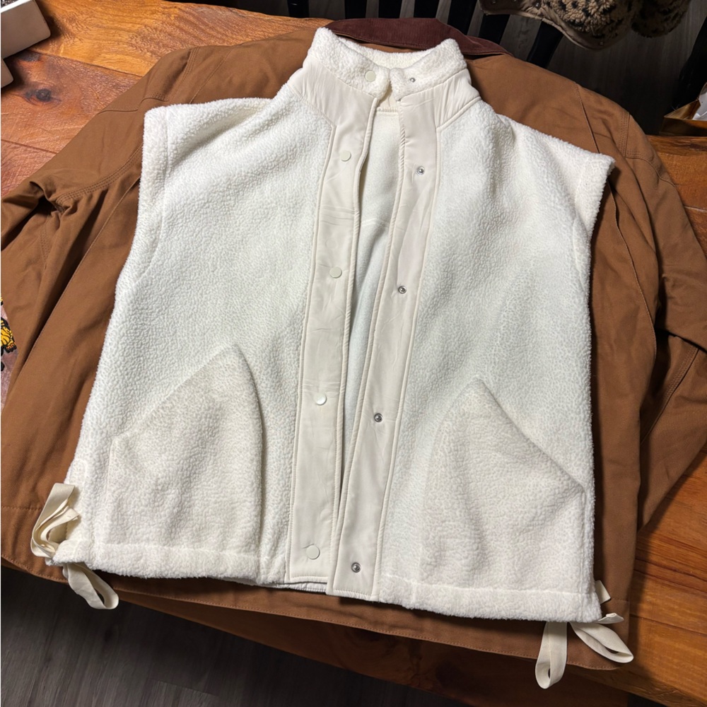 White Fleece Vest with Snap Buttons